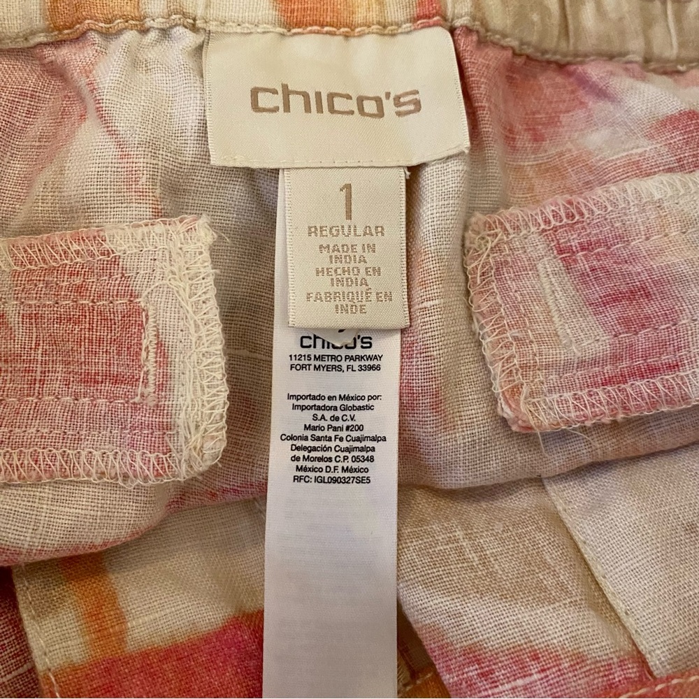 Chico's Havana Shores Pants 100% Linen Wide Leg Womens Sz(1)Medium Resort Beach - Picture 3 of 10